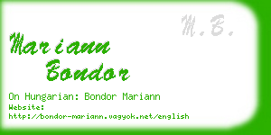 mariann bondor business card